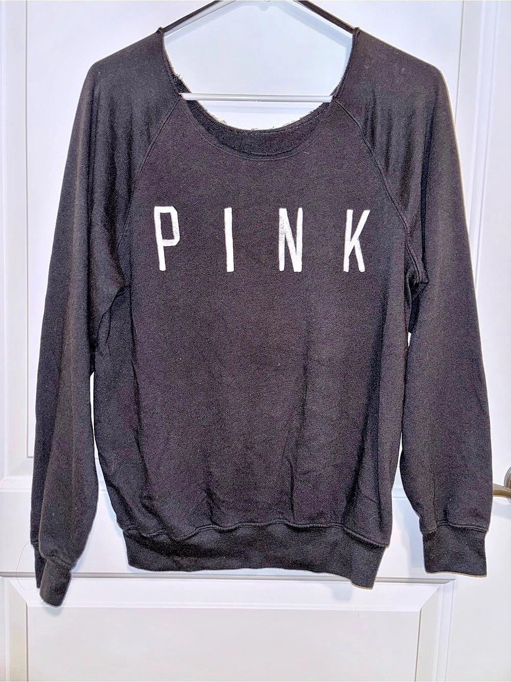 Victoria's Secret PINK Logo Sweatshirt Size Small Black